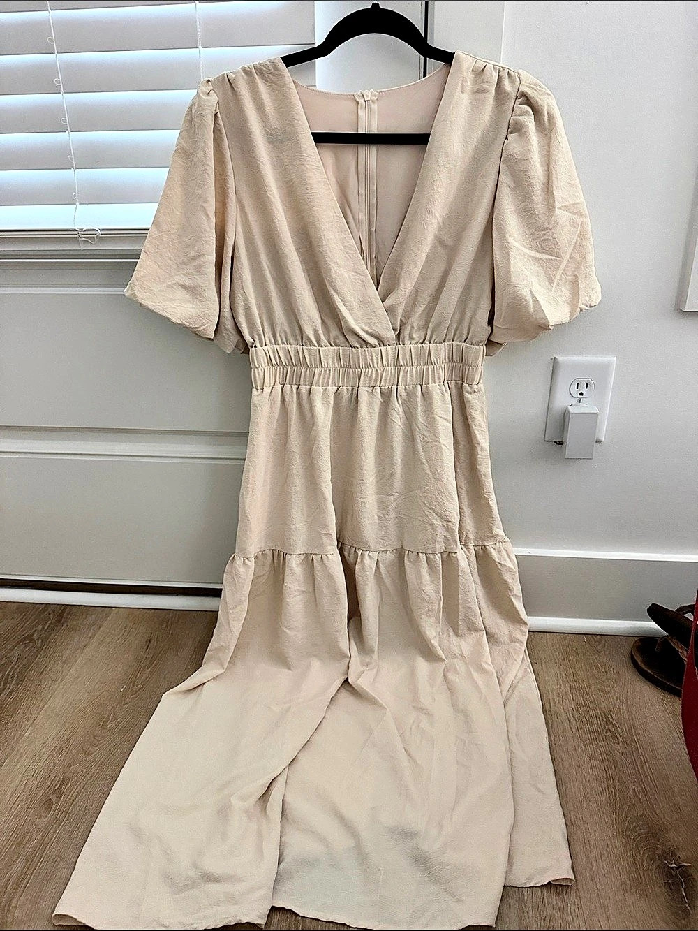 Puff Sleeve Maxi Dress in Cream